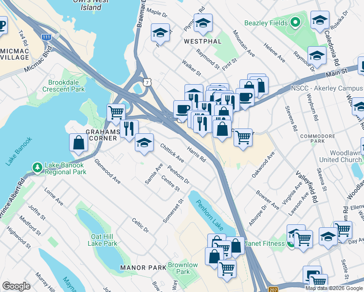 map of restaurants, bars, coffee shops, grocery stores, and more near 90 Main Street in Dartmouth