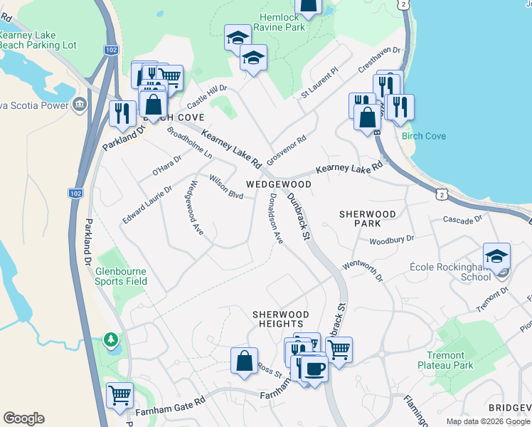 map of restaurants, bars, coffee shops, grocery stores, and more near 29 Donaldson Avenue in Halifax