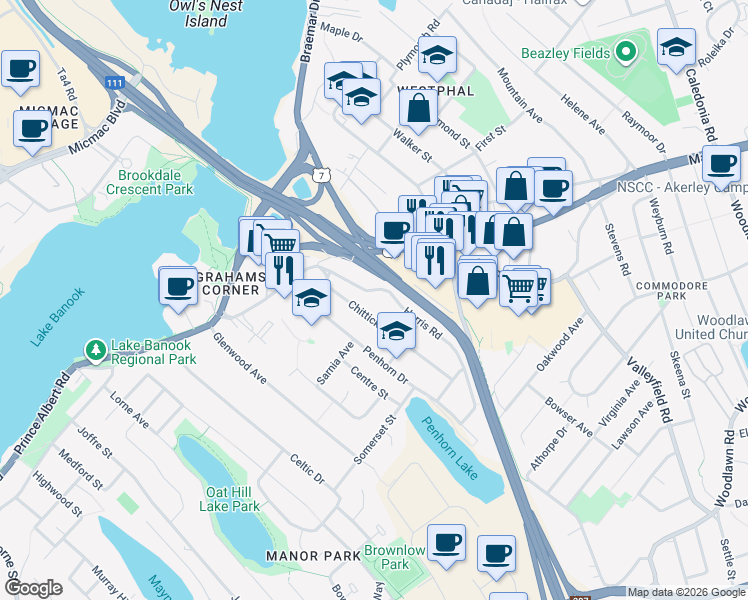 map of restaurants, bars, coffee shops, grocery stores, and more near 4 Harris Road in Dartmouth