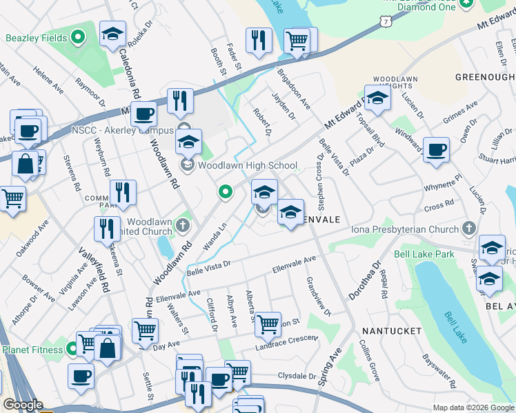 map of restaurants, bars, coffee shops, grocery stores, and more near 16A Christopher Avenue in Dartmouth