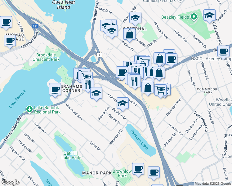map of restaurants, bars, coffee shops, grocery stores, and more near 4 Harris Road in Dartmouth