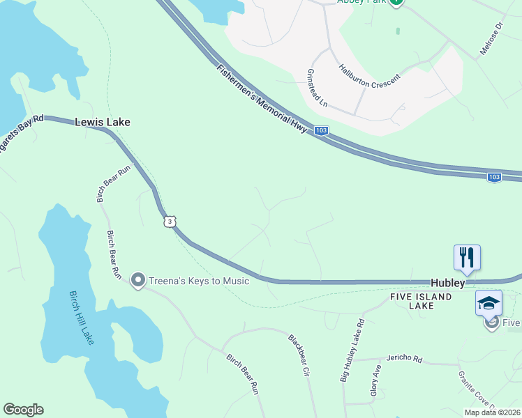 map of restaurants, bars, coffee shops, grocery stores, and more near 10 Mossberry Close in Hubley