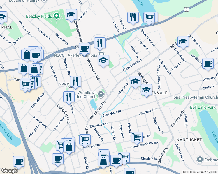 map of restaurants, bars, coffee shops, grocery stores, and more near 12 Irvin Cross Place in Dartmouth