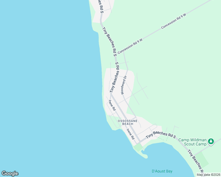 map of restaurants, bars, coffee shops, grocery stores, and more near 224 Tiny Beaches Road South in Tiny