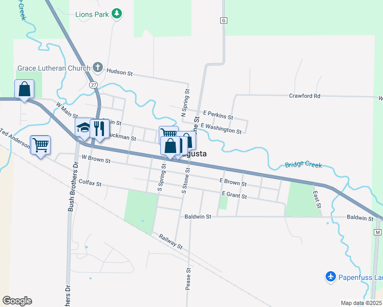 map of restaurants, bars, coffee shops, grocery stores, and more near in Augusta