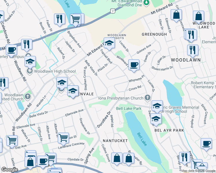 map of restaurants, bars, coffee shops, grocery stores, and more near 37 Belle Vista Drive in Dartmouth