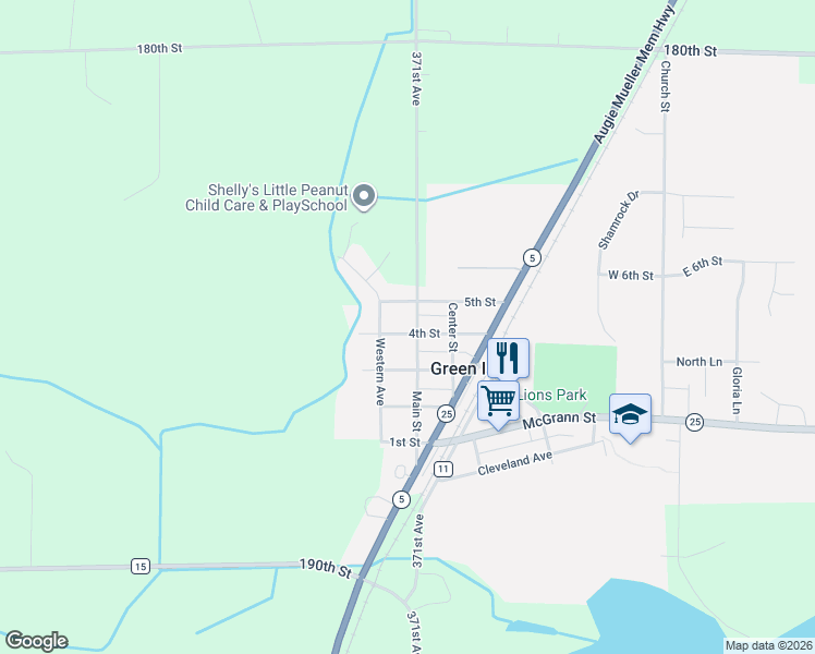 map of restaurants, bars, coffee shops, grocery stores, and more near 420 Main Street in Green Isle