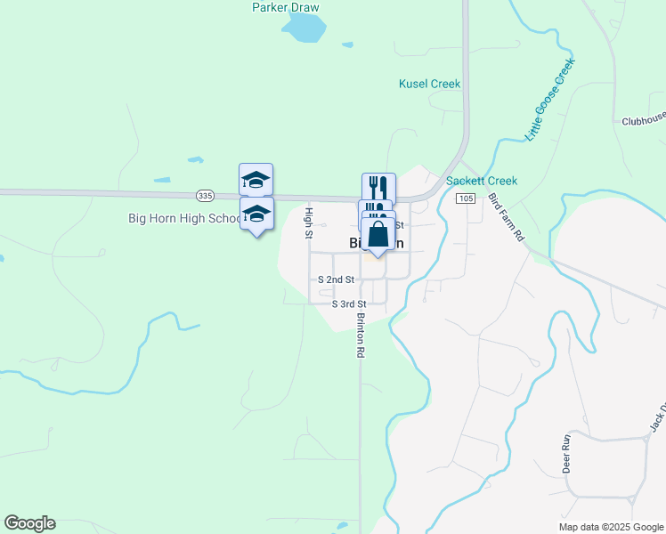 map of restaurants, bars, coffee shops, grocery stores, and more near Jackson Street in Big Horn