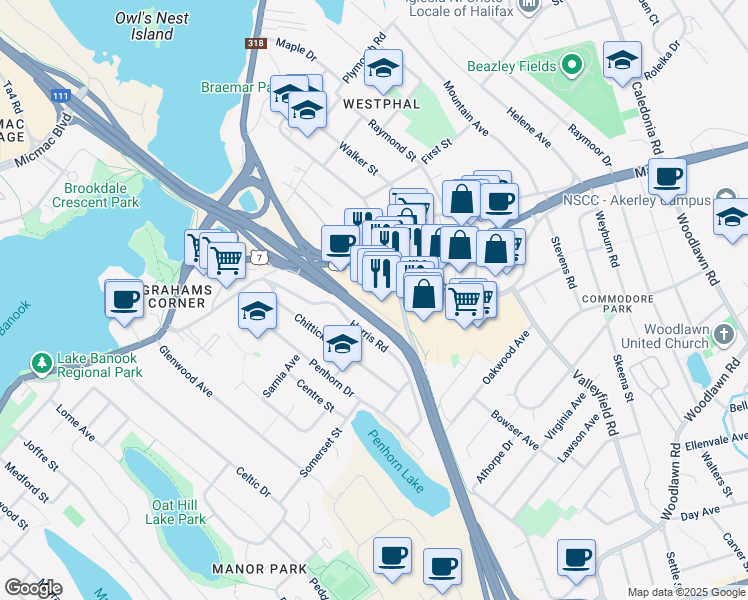 map of restaurants, bars, coffee shops, grocery stores, and more near 100 Main Street in Dartmouth