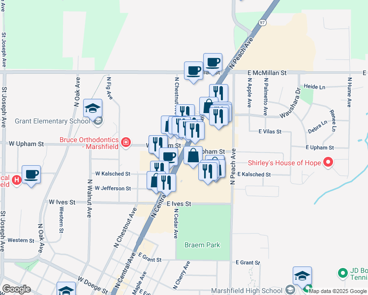 121 West Upham Street Marshfield Wi Walk Score Map Of Restaurants Bars Coffee S Grocery Ore Near 121