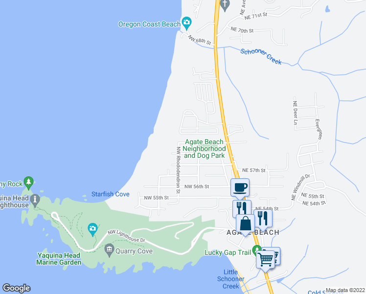 map of restaurants, bars, coffee shops, grocery stores, and more near 357 Northwest 60th Street in Newport