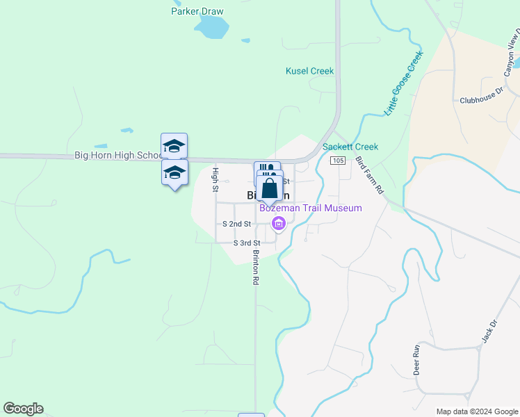 map of restaurants, bars, coffee shops, grocery stores, and more near in Big Horn