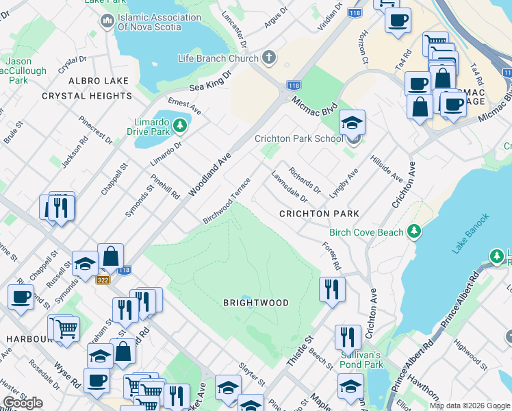 map of restaurants, bars, coffee shops, grocery stores, and more near 3 Louise Court in Dartmouth