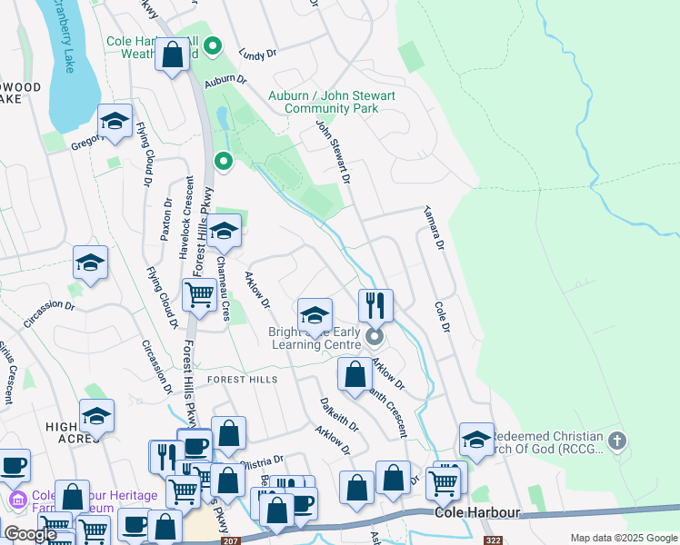 map of restaurants, bars, coffee shops, grocery stores, and more near 375 Cole Harbour Road in Dartmouth