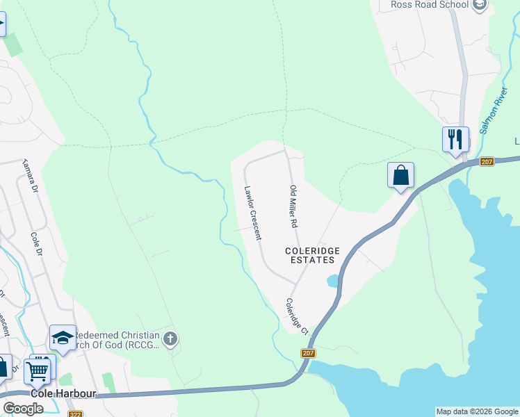 map of restaurants, bars, coffee shops, grocery stores, and more near 41 Lawlor Crescent in Cole Harbour