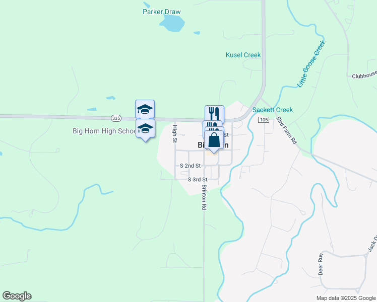 map of restaurants, bars, coffee shops, grocery stores, and more near Jackson Street in Big Horn