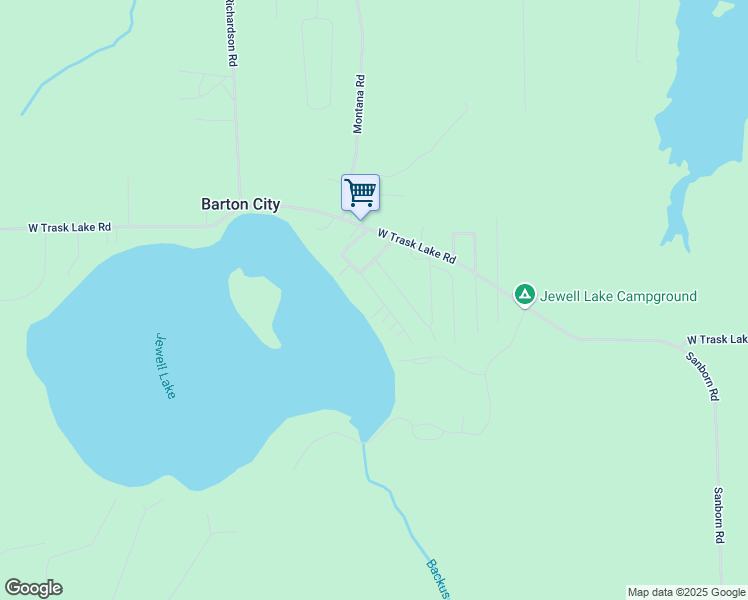 map of restaurants, bars, coffee shops, grocery stores, and more near 1631-1867 Jewel Lake Road in Barton City
