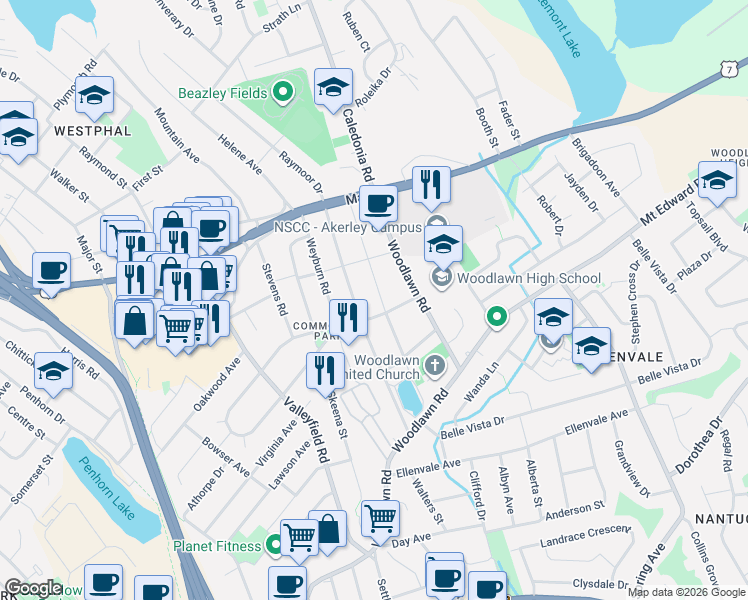 map of restaurants, bars, coffee shops, grocery stores, and more near 32 Farquharson Street in Dartmouth