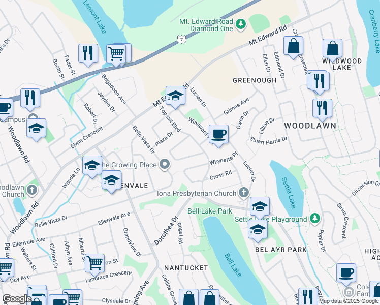 map of restaurants, bars, coffee shops, grocery stores, and more near 19 Digby Crescent in Dartmouth