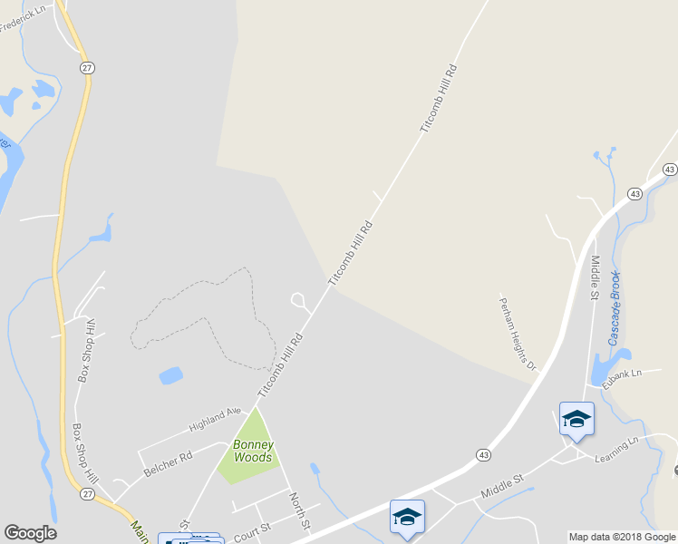 map of restaurants, bars, coffee shops, grocery stores, and more near 283 Titcomb Hill Road in Farmington