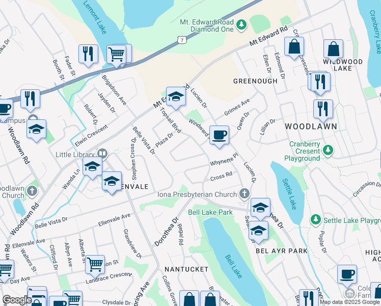 map of restaurants, bars, coffee shops, grocery stores, and more near 19 Digby Crescent in Dartmouth