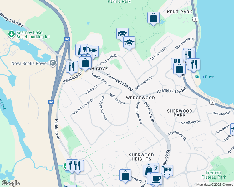 map of restaurants, bars, coffee shops, grocery stores, and more near 4 Broadholme Lane in Halifax