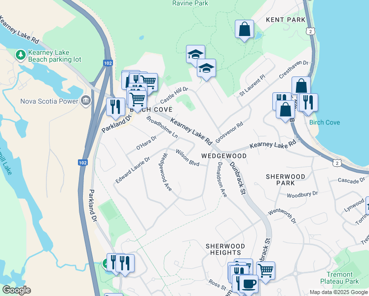 map of restaurants, bars, coffee shops, grocery stores, and more near 4 Broadholme Lane in Halifax
