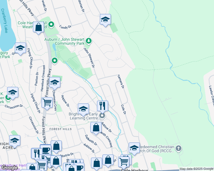 map of restaurants, bars, coffee shops, grocery stores, and more near 70 Inglewood Crescent in Dartmouth
