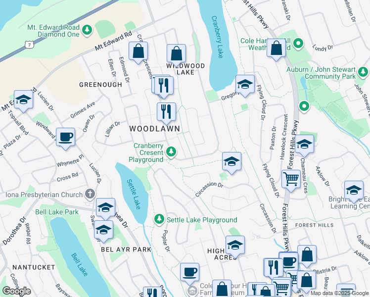 map of restaurants, bars, coffee shops, grocery stores, and more near 14 Valkyrie Crescent in Dartmouth