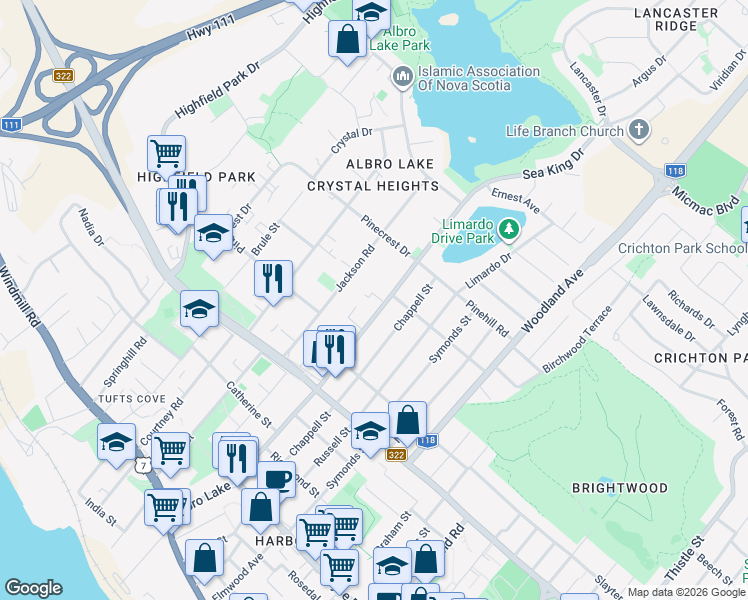 map of restaurants, bars, coffee shops, grocery stores, and more near 141 Albro Lake Road in Dartmouth