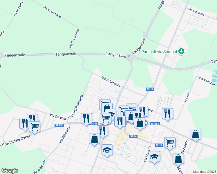 map of restaurants, bars, coffee shops, grocery stores, and more near 9 Via Elsa Morante in Carpi