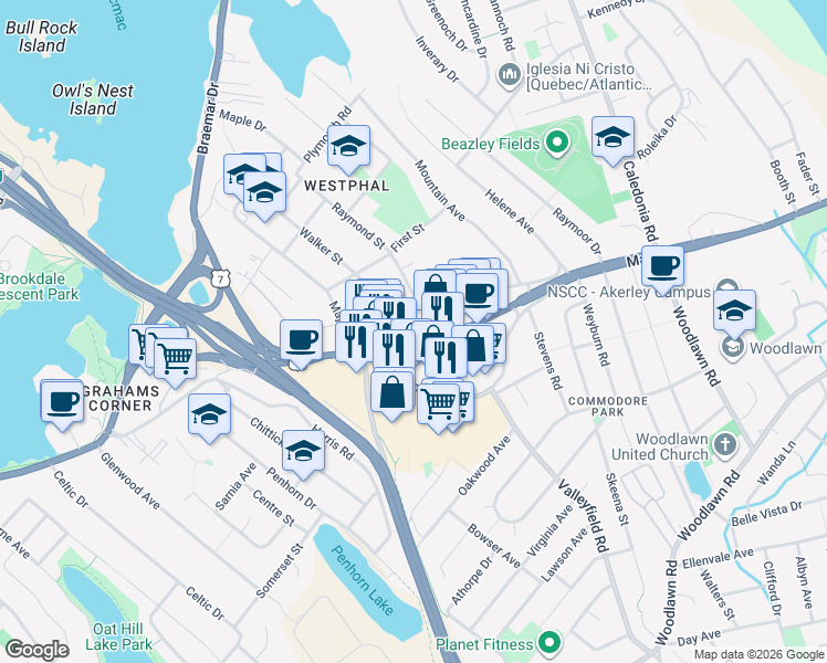 map of restaurants, bars, coffee shops, grocery stores, and more near 137 Main Street in Dartmouth