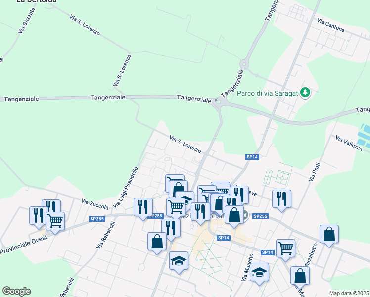 map of restaurants, bars, coffee shops, grocery stores, and more near 9 Via Elsa Morante in Modena