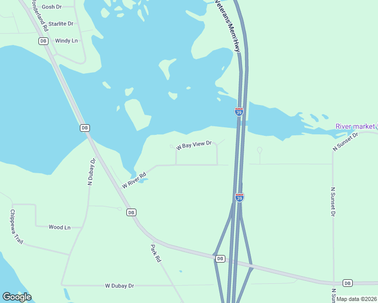 map of restaurants, bars, coffee shops, grocery stores, and more near 952 West River Road in Mosinee