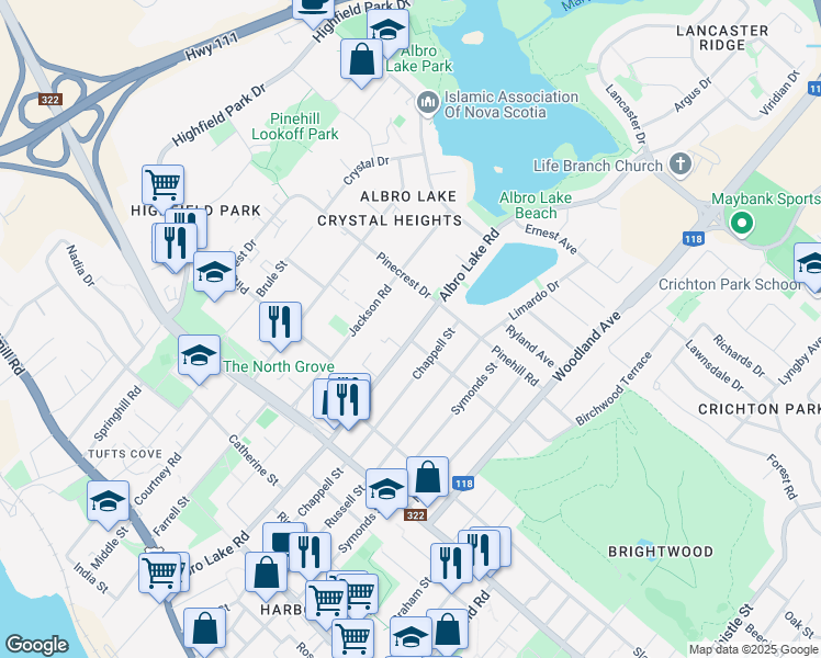 map of restaurants, bars, coffee shops, grocery stores, and more near 153 Albro Lake Road in Dartmouth