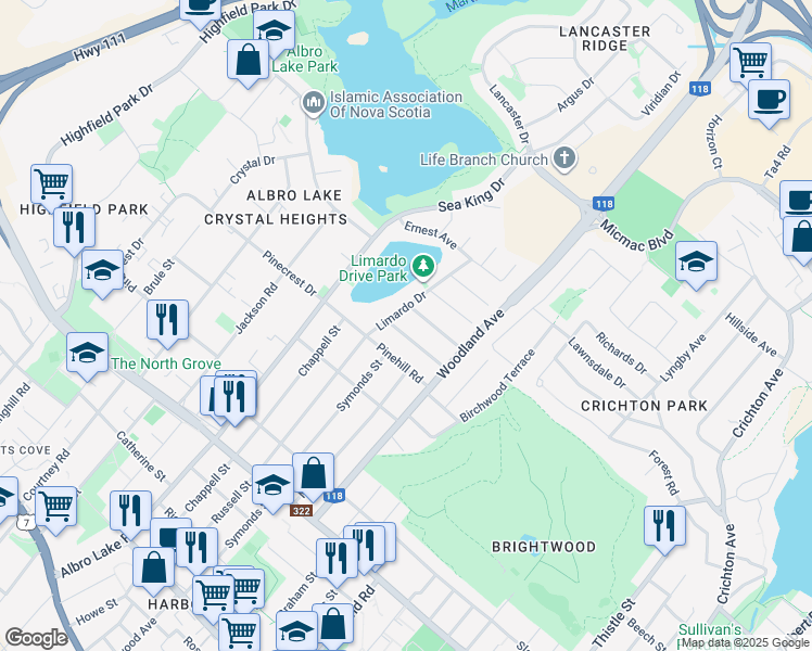 map of restaurants, bars, coffee shops, grocery stores, and more near 9 Ryland Avenue in Dartmouth