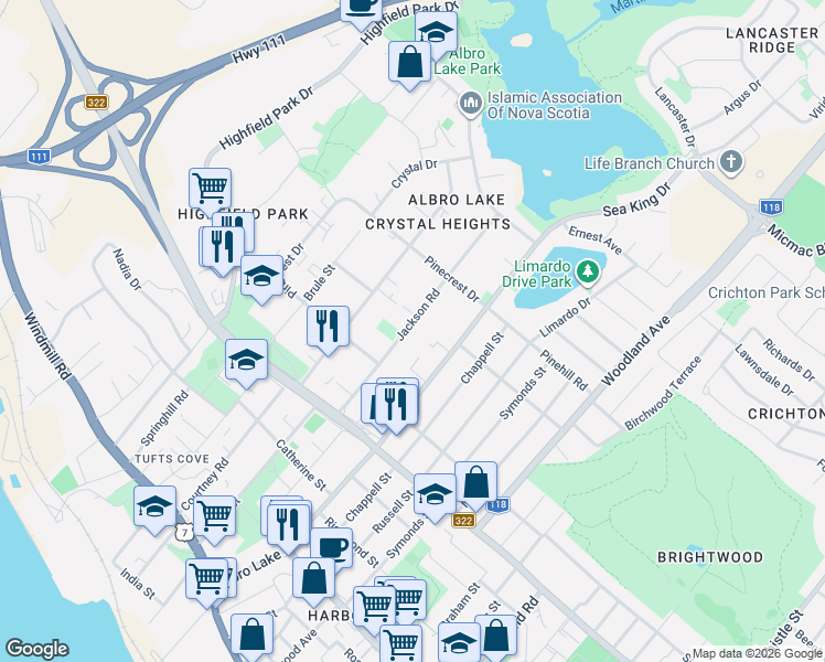 map of restaurants, bars, coffee shops, grocery stores, and more near 42 Jackson Road in Dartmouth