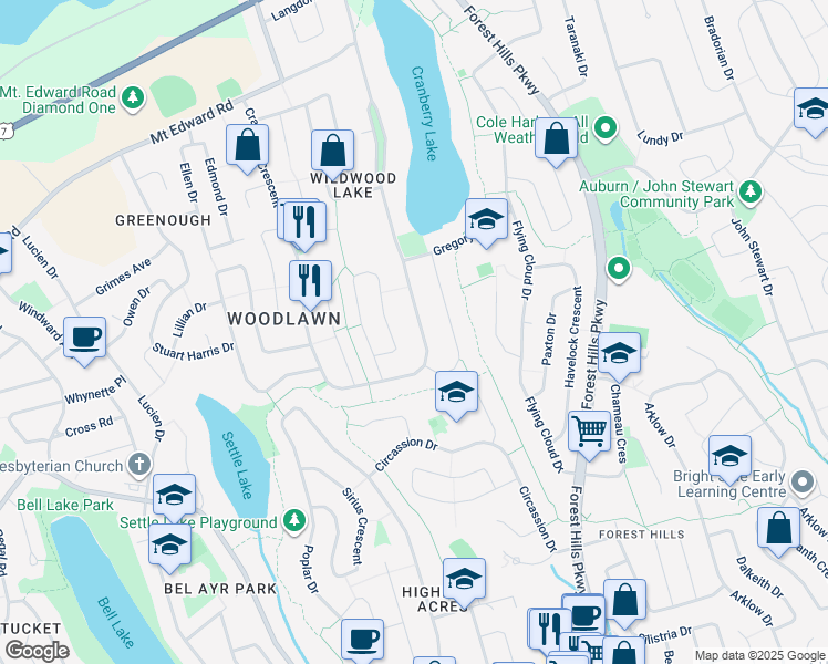 map of restaurants, bars, coffee shops, grocery stores, and more near 98 Wildwood Boulevard in Dartmouth