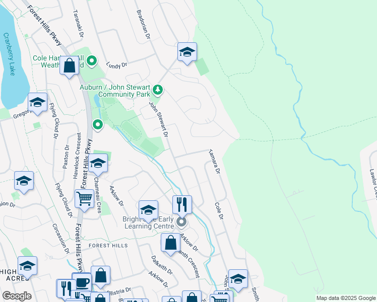 map of restaurants, bars, coffee shops, grocery stores, and more near 1 Gammon Crescent in Dartmouth