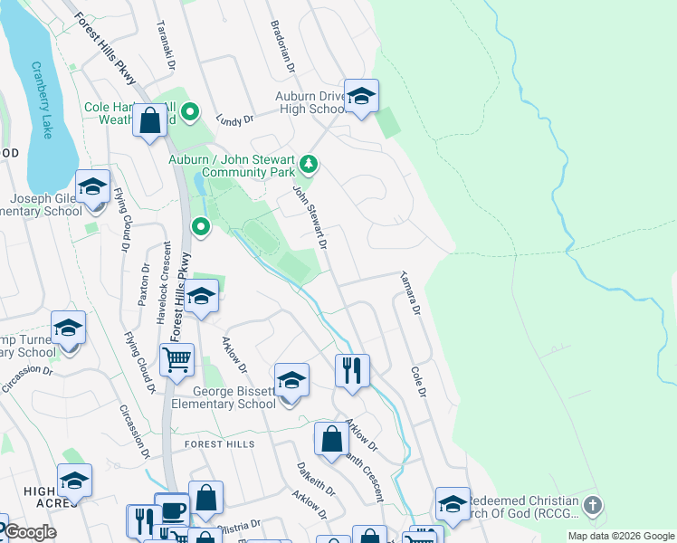 map of restaurants, bars, coffee shops, grocery stores, and more near 257 John Stewart Drive in Cole Harbour