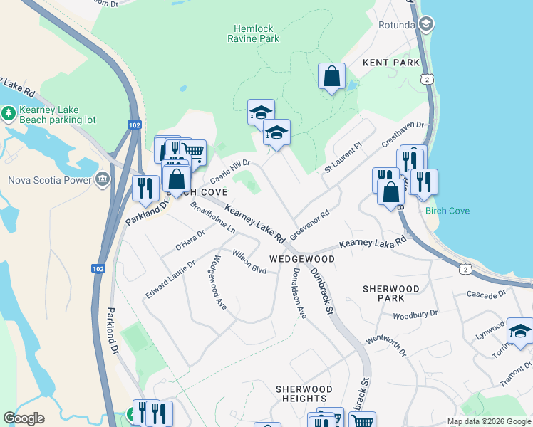 map of restaurants, bars, coffee shops, grocery stores, and more near in Halifax