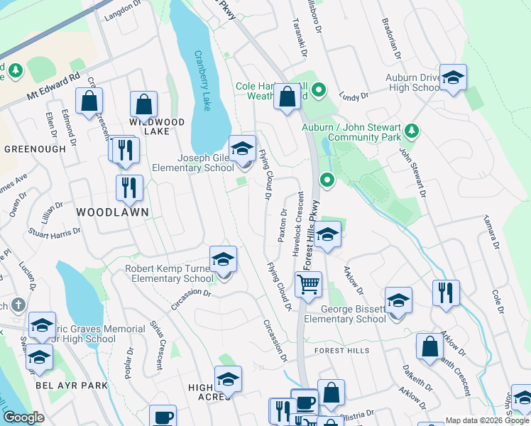 map of restaurants, bars, coffee shops, grocery stores, and more near 120 Flying Cloud Drive in Dartmouth