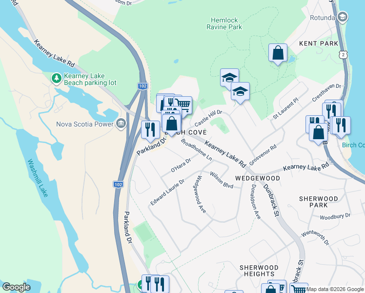 map of restaurants, bars, coffee shops, grocery stores, and more near 38 Broadholme Lane in Halifax