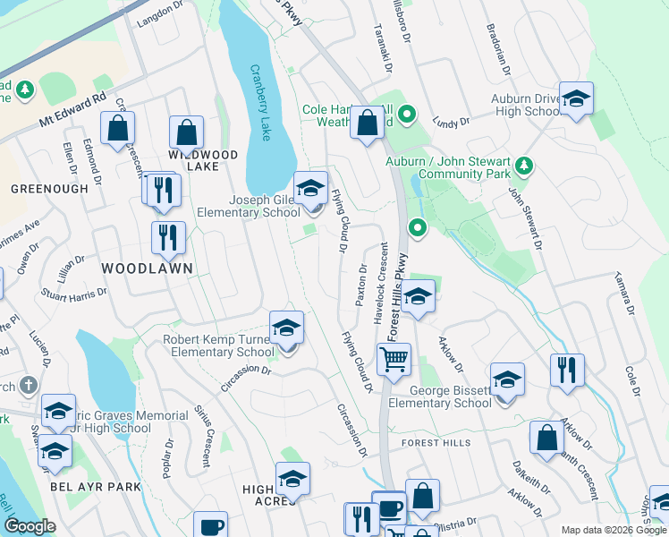 map of restaurants, bars, coffee shops, grocery stores, and more near 120 Flying Cloud Drive in Dartmouth