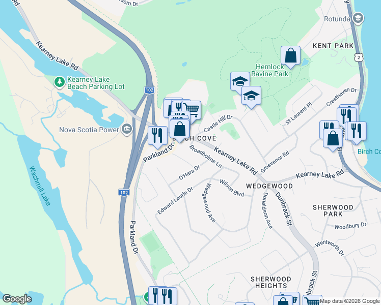map of restaurants, bars, coffee shops, grocery stores, and more near in Halifax