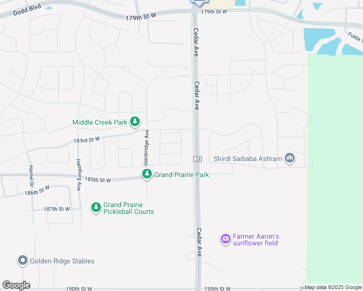 map of restaurants, bars, coffee shops, grocery stores, and more near 18386 Gladden Lane in Lakeville