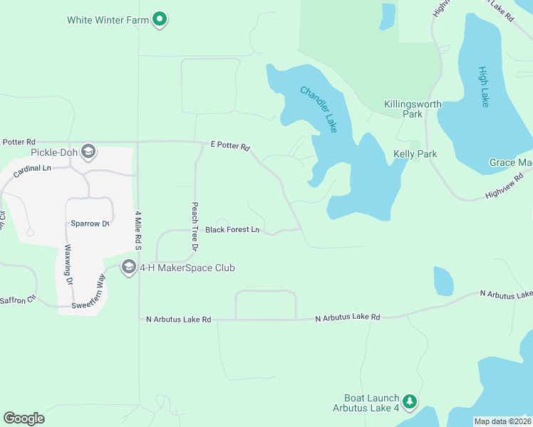 map of restaurants, bars, coffee shops, grocery stores, and more near 2340-2452 East Potter Road in Traverse City