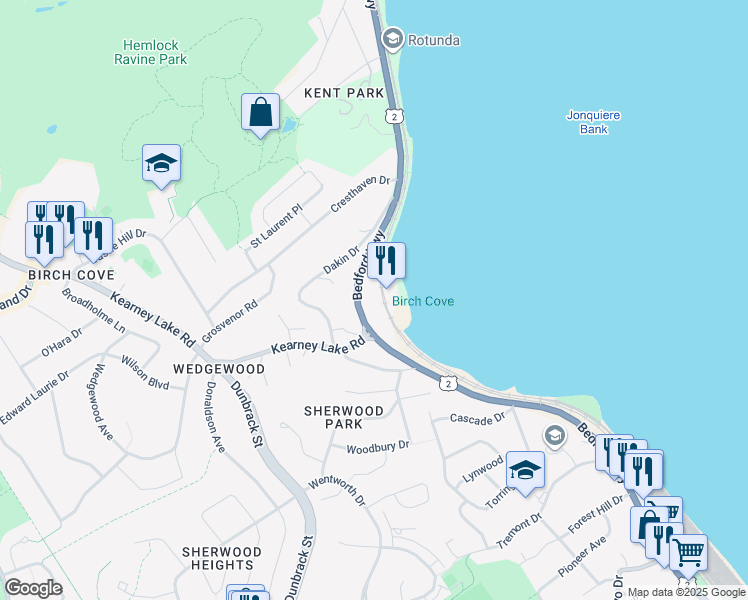map of restaurants, bars, coffee shops, grocery stores, and more near Jerry Byers Drive in Bridgewater