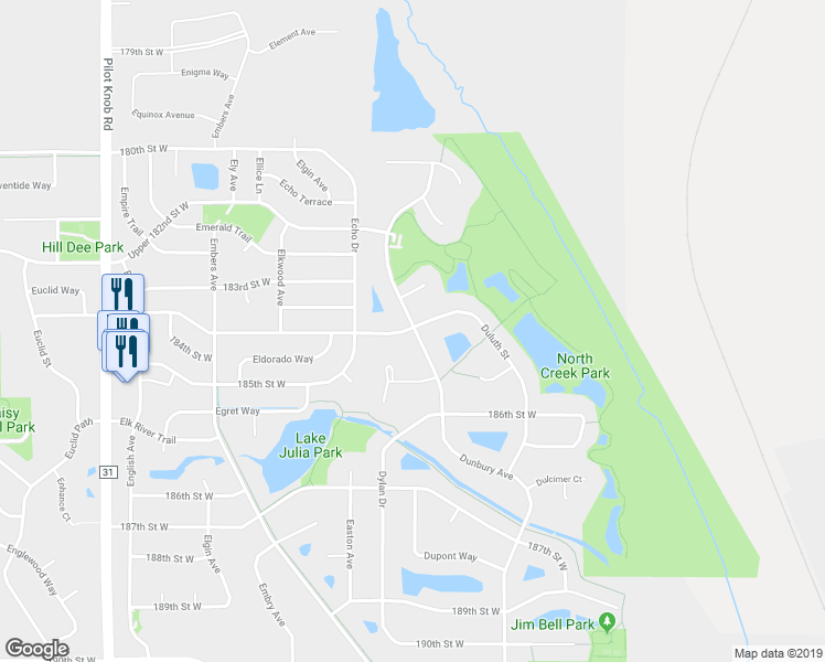map of restaurants, bars, coffee shops, grocery stores, and more near 18391 Dunbury Avenue in Farmington