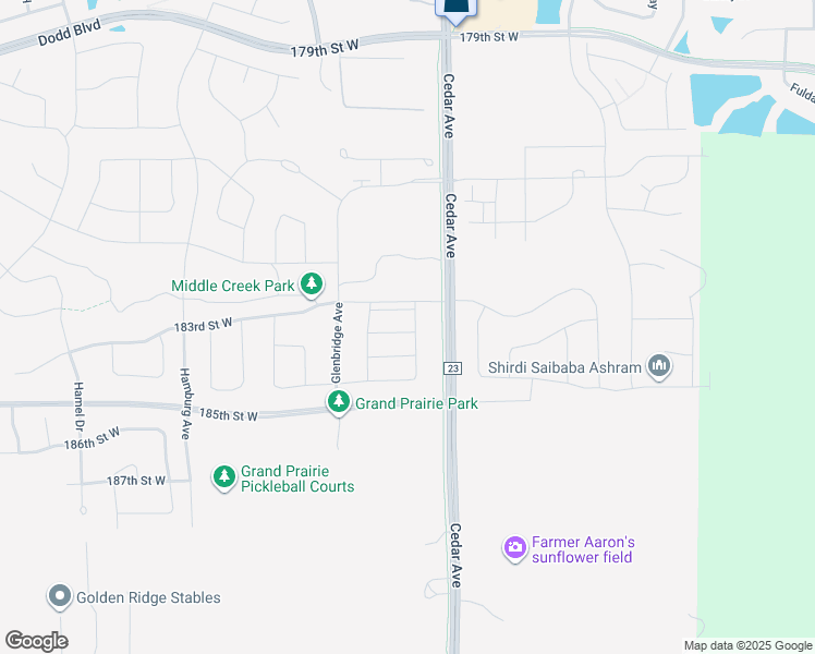 map of restaurants, bars, coffee shops, grocery stores, and more near 18386 Gladden Lane in Lakeville